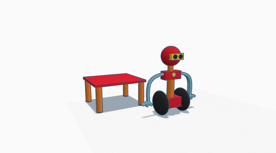 Color photo of a robot, drawn with a 3D software.
