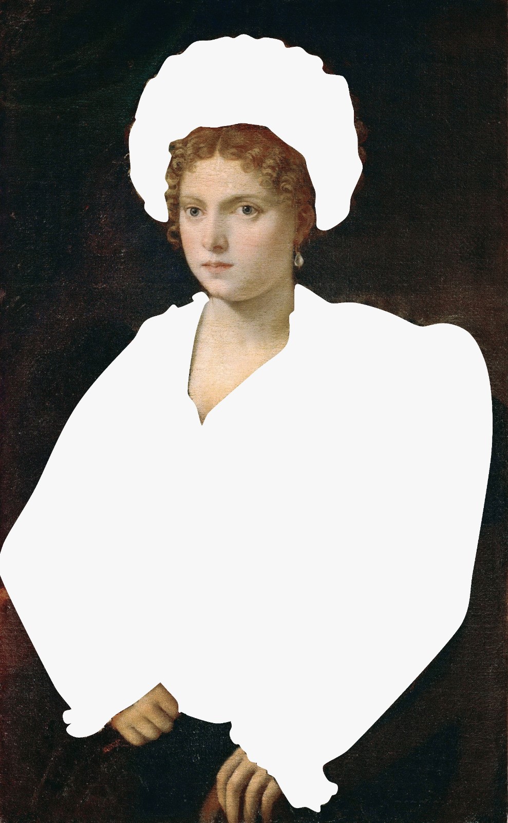 Herrschaftsportrait mit komplett digital ausgeschnittener Kleidung. Als Vorbereitung für die eigene Collage.