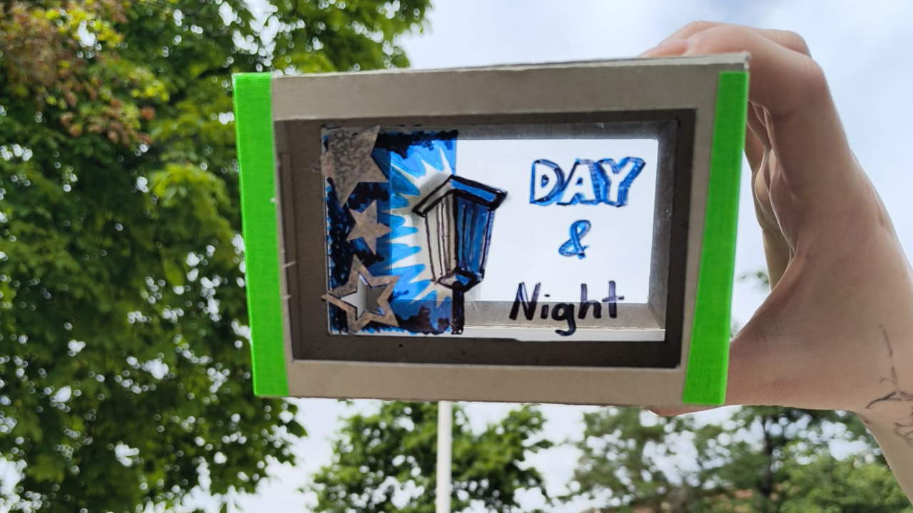 Fertig erstellter Filter. Mittels Freistellen, Sticker, Typografie wird eine Straßenlaterne in Szene gesetzt.